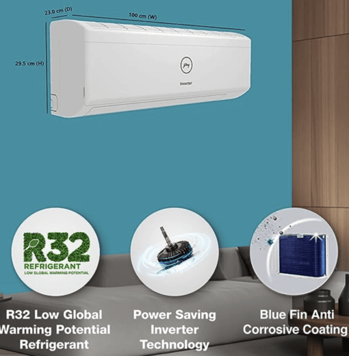 Godrej 1.5 Ton 5 Star 5-In-1 Convertible, Inverter Split AC (100% Copper, Heavy Duty Cooling at 52°C, 2023 Model,AC 1.5T EI 18IINV5R32 WWA, White) - Image 3